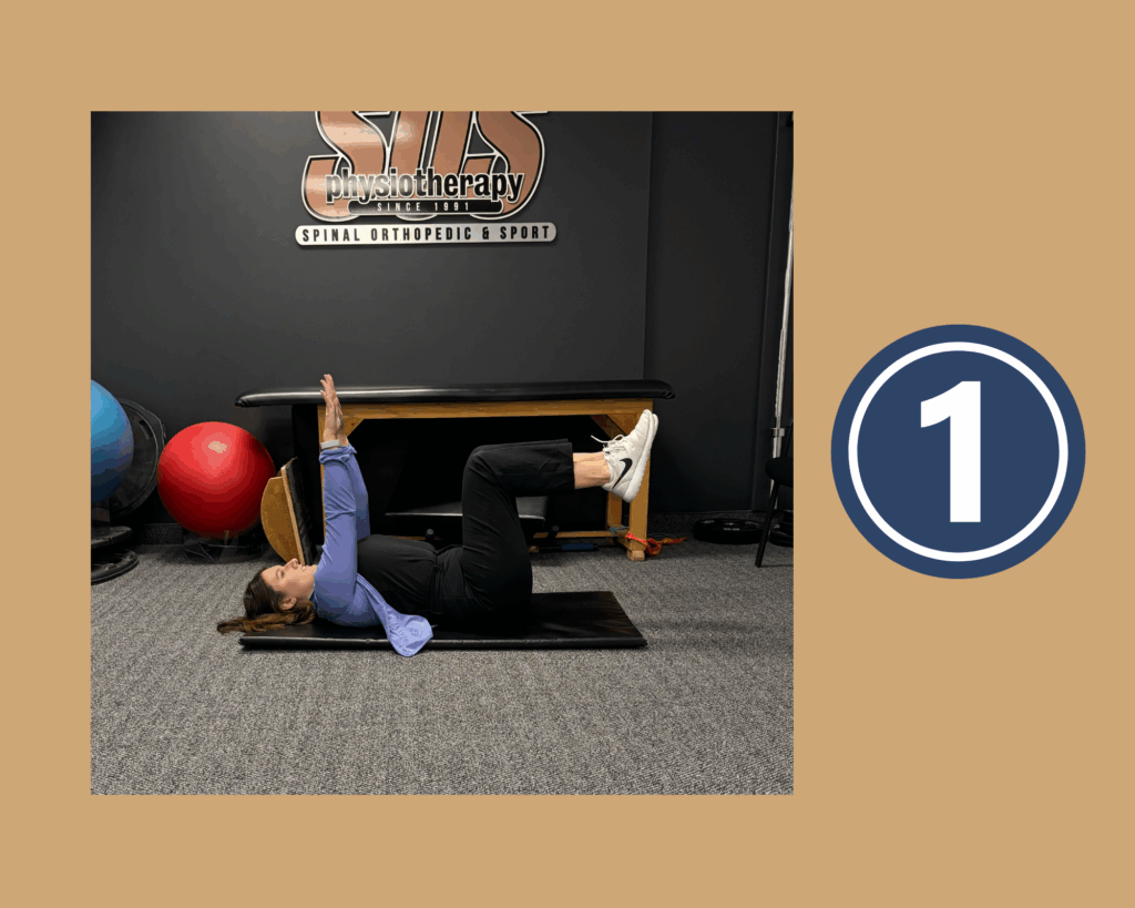 Dead Bug Exercise Step 1 demonstrated by Physiotherapist Alicia Cole