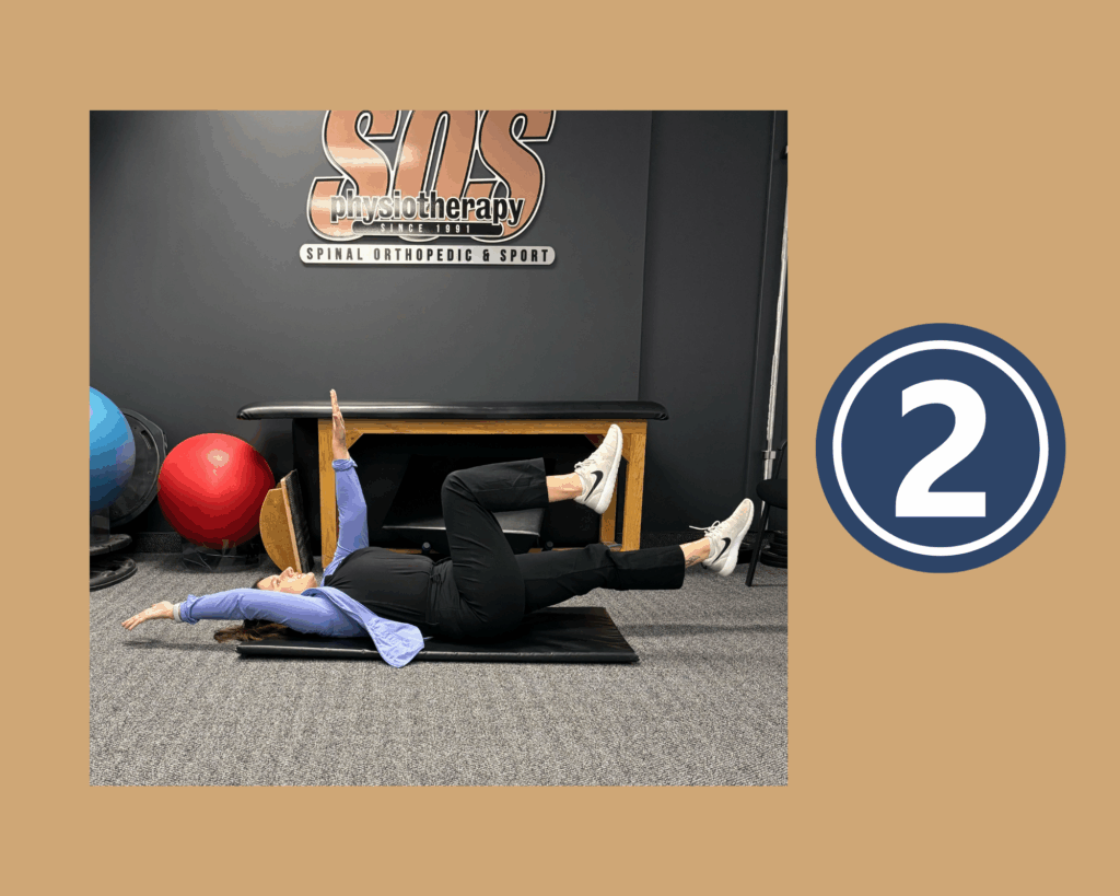 Dead Bug Exercise Step 2 demonstrated by Physiotherapist Alicia Cole