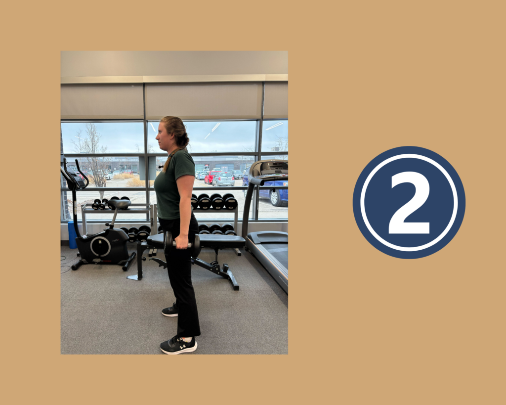 Step 2 Shoulder Shrug Exercise demonstrated by Physiotherapist Amanda Calford