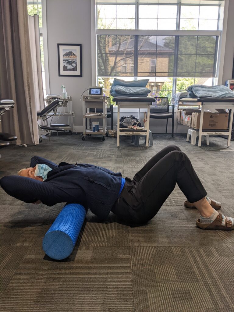 Mid Back Foam Rolling Exercise demonstrated by Physiotherapist Leanne Park