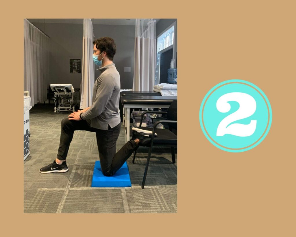 Step 2 of the Hip Flexor and Quads Stretch