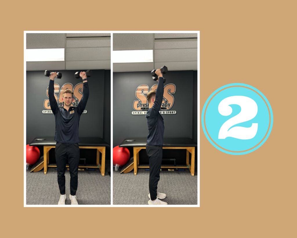 Shoulder Exercise Overhead Press Step 2 demonstrated by Resident Physiotherapist Ben Derrough