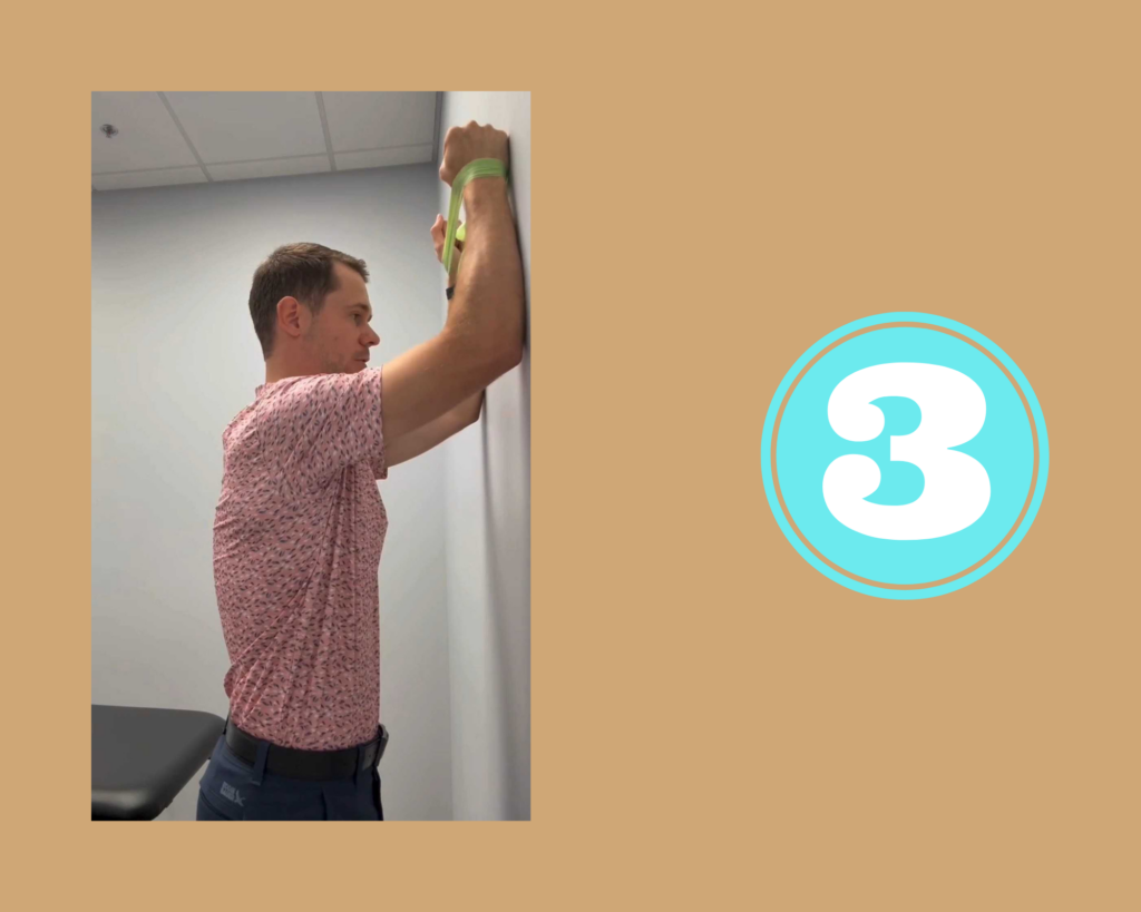 Wall Slide Shoulder Blade Exercise Optional Step 3 demonstrated by Phyisotherapist Coulton Roe