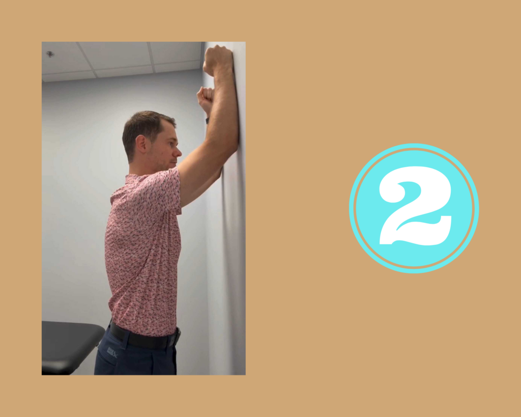 Wall Slide Shoulder Blade Exercise Step 2 demonstrated by Physiotherapist Coulton Roe