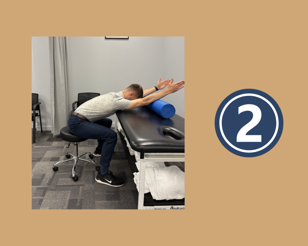 Step 2 of Posture Exercise with Foam Roller demonstrated by Physiotherapist Coulton Roe