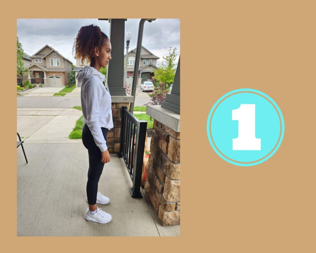 Calf Stretch Step 1 demonstrated by physiotherapist Anna Belay