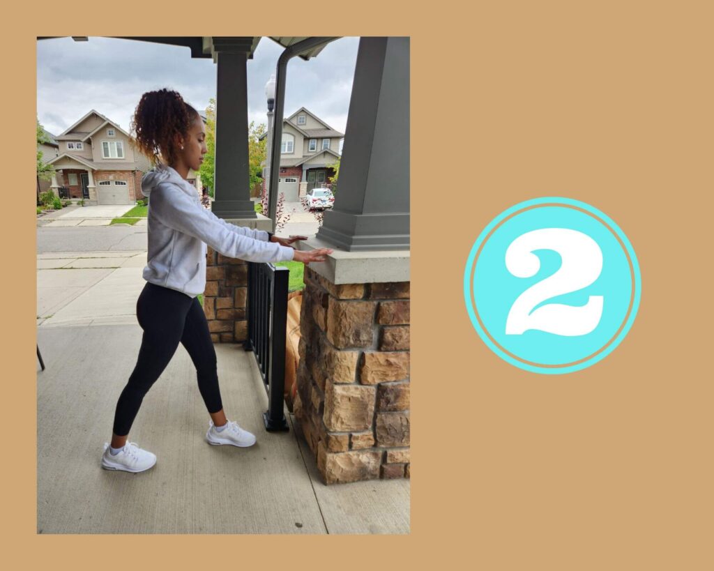 Calf Stretch step 2 demonstrated by physiotherapist Anna Belay