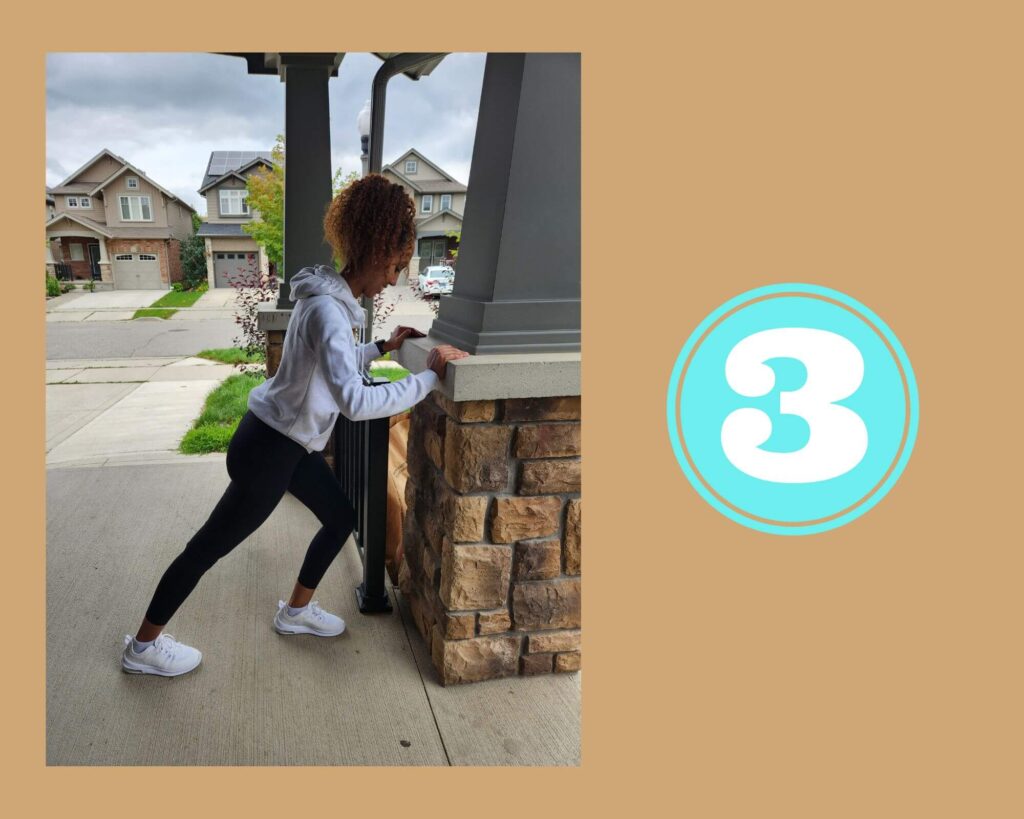 Calf Stretch step 3 demonstrated by physiotherapist Anna Belay