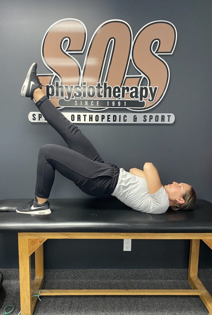 Single Leg Glute Bridge demonstrated by Physiotherapist Courtney Voisin
