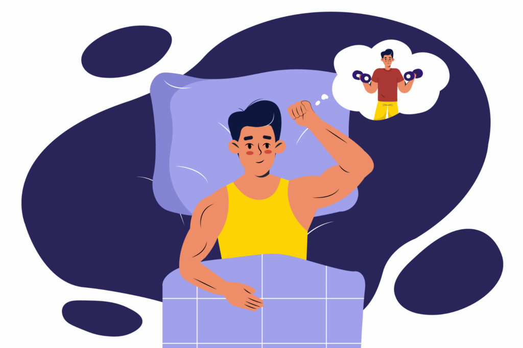 Man in bed thinking about exercises