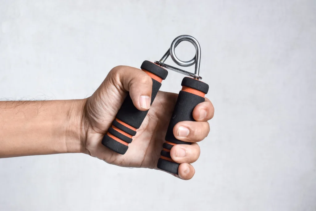 Person doing grip strength testing