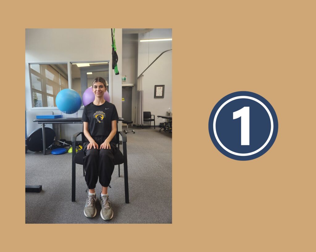 Seated Core Exercise Step 1 demonstrated by Physiotherapist Anna Belay's student Sofia