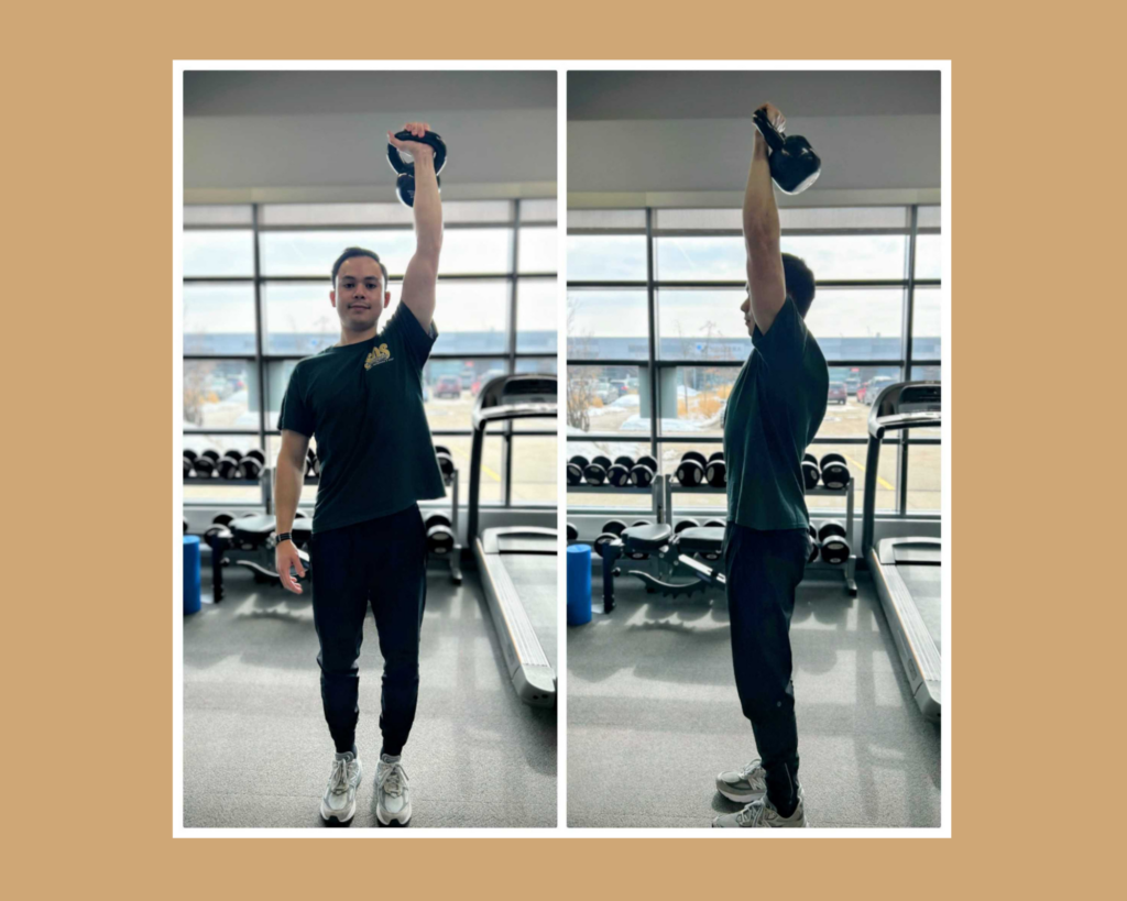 Kettlebell Overhead Carry Exercise demonstrated by Physiotherapist Adam Hanton-Fong