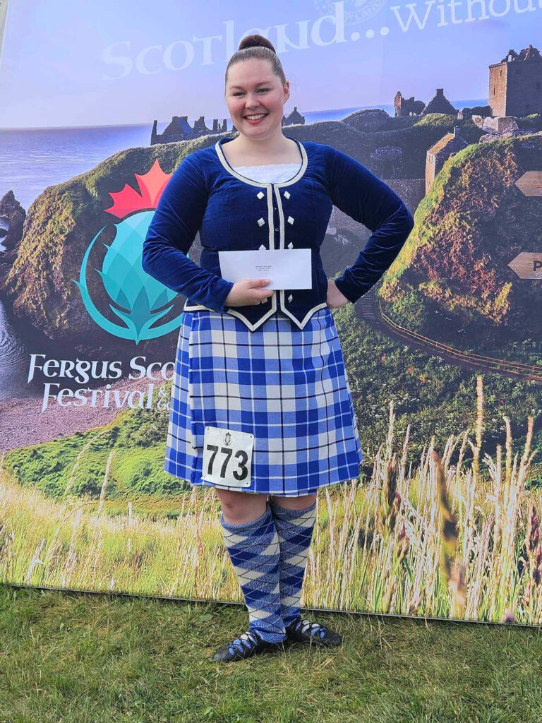 Patient Experience Coordinator Stephanie MacRae in her Highland Dance uniform