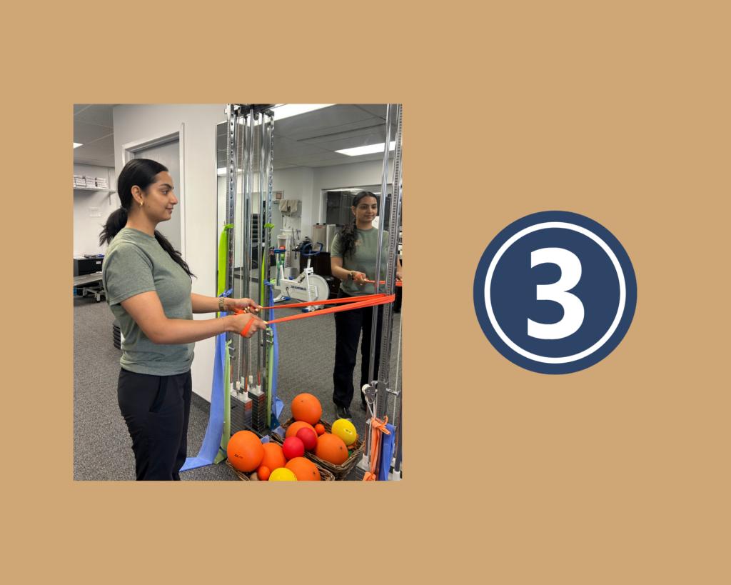 Banded Row Exercise Step 3 demonstrated by Physiotherapist Mehak Sandhu